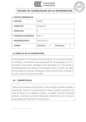 A0475 Silabo Tecnología De La Información