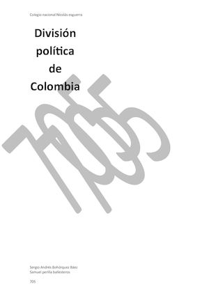 Departamentos Y Capitales De Colombia