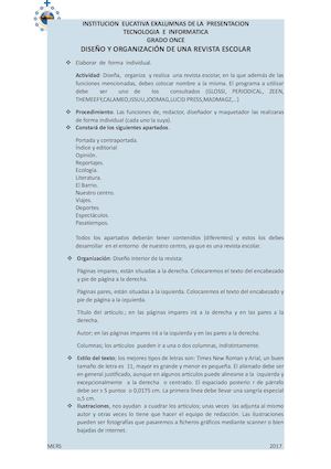 Diseño Y Organización De Una Revista Escolar