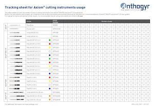 Tracking sheet for Axiom® cutting instruments usage - EN