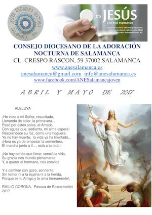 Boletín Adoración Nocturna Salamanca Abril Y Mayo De 2017