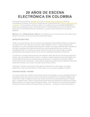 20 Años De Escena Electrónica En Colombia