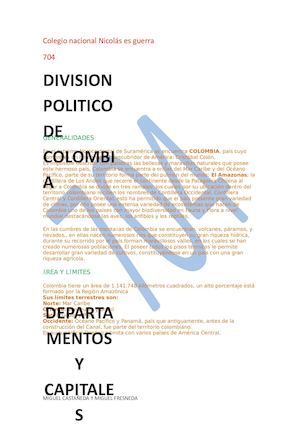 Mapa Politico De Colombia