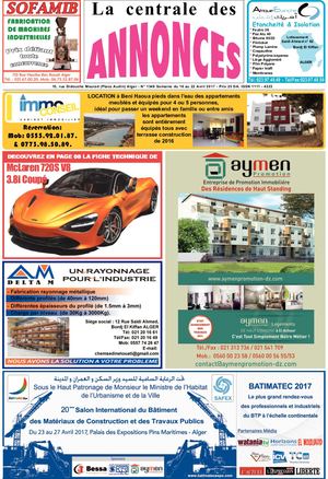 La Centrale des Annonces N° 1349 Semaine du 16 au 22 Avril 2017