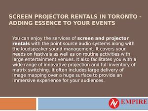Screen Projector Rentals In Toronto