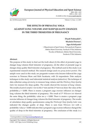 THE EFFECTS OF PRENATAL YOGA  AGAINST LUNG VOLUME AND SLEEP QUALITY CHANGES  IN THE THIRD TRIMESTER OF PREGNANCY