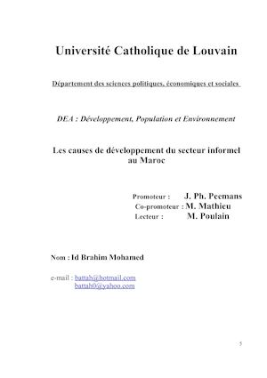 Le secteur informel au Maroc