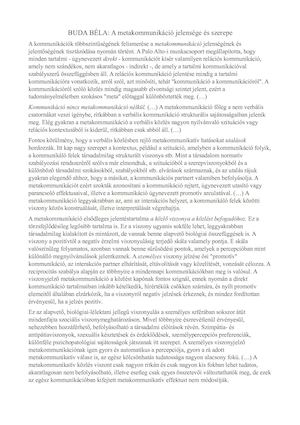 A Metakommunikáció Jelensége éS Szerepe