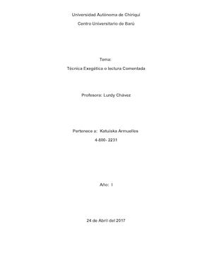 Tecnica De Exegesis O Lectura Comentada Katiuska
