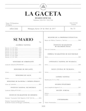 Gaceta No 73 Jueves 20 De Abril De 2017