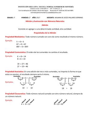 Conceptualización Adición Y Sustracción (Propiedades)