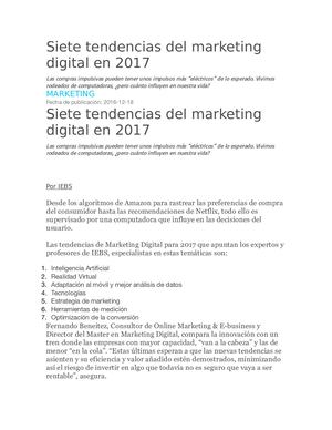Siete tendencias del Marketing Digital en 2017