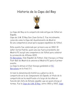 Historia De La Copa Del Rey