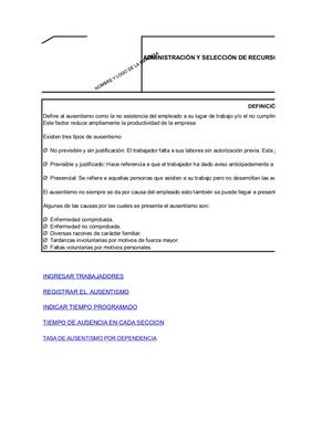 Actividad Ausentismo A