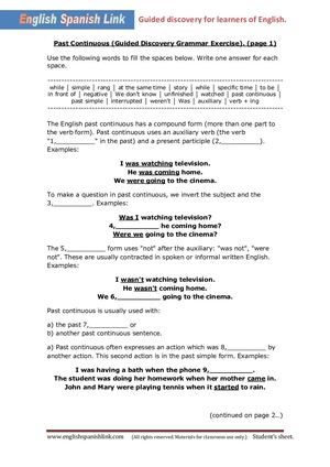 Past Continuous Guided Discovery