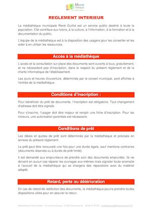 REGLEMENT INTERIEUR