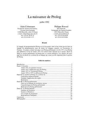 Naissance Prolog