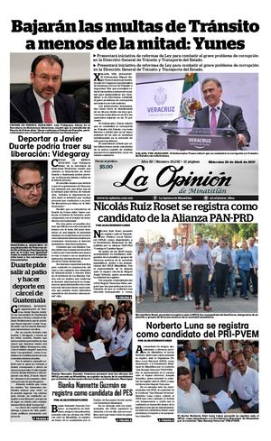 Miercoles 26 De Abril De 2017 | La Opinión de Minatitlán