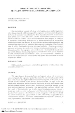 Sobre Partes De La Oracion