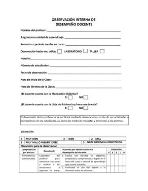Observación Interna De Docente No Participante