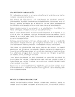 Definicion Medios De Comunicacion