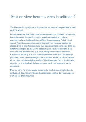 Peut On Vivre Heureux Dans La Solitude