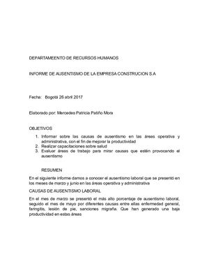Informe Descriptivo De Rcurso Humano