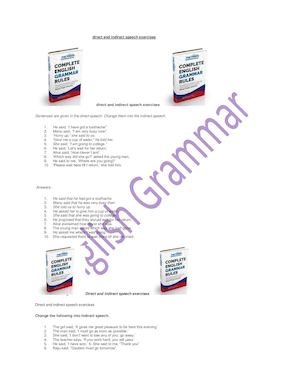 Direct And Indirect Speech Exercises