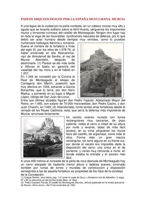 Paseos Por La Huerta Musulmana Los Castillos De Monteagudo