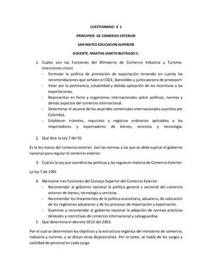 Cuestionario 1 Comercio Exterior