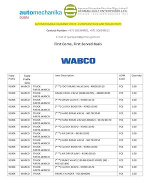 Wabco European Truck & Trailer Parts - Automechanika Offer