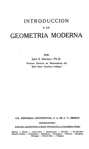 Introduccion  a la geometria moderna. Levi Shively