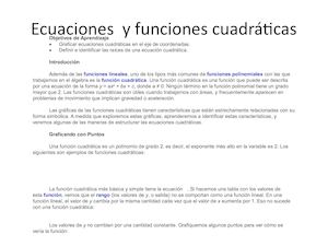 Ecuaciones Y Funciones Cuadráticas