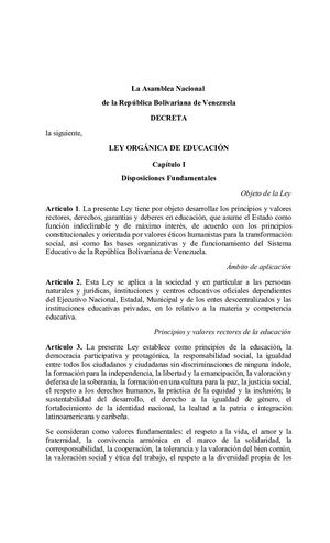 Ley Orgánica De Educación