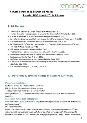 Compte Rendu Renadoc Hdf Du 6 Avril 2017