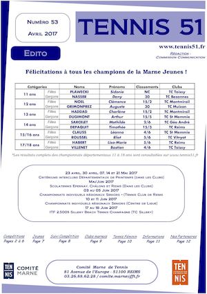 TENNIS 51 - AVRIL 2017