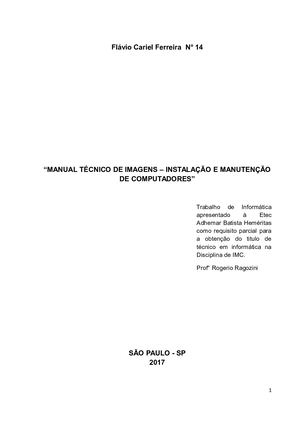 Manual Técnico De Imagens – Instalação E Manutenção De Computadores