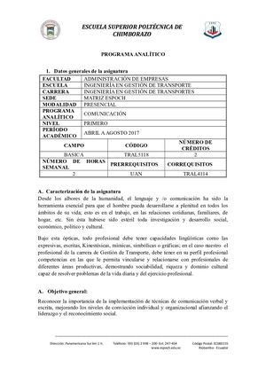 Comunicacion Programa Analítico