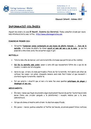 Colònies P3, P4i P5 2017