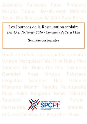 Synthèse Journées Restauration Scolaire SPCPF 2016