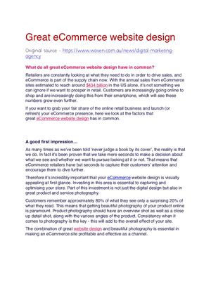 Great E Commerce Website Design