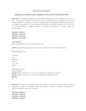 Ejercicios De Lenguaje C