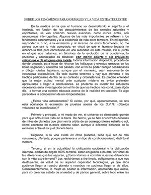 Fenomenos paranormales y vida extraterrestre