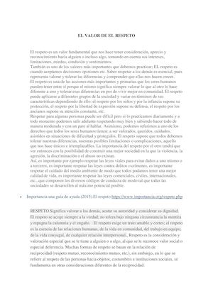 El Valor De El Respeto
