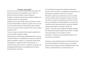 El Respeto A La Privacidad