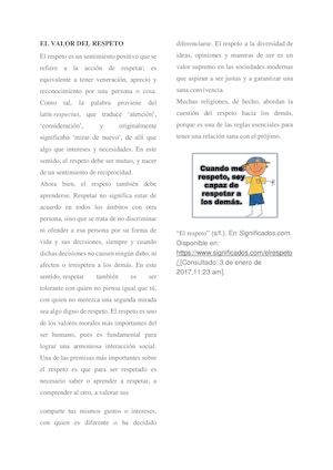 El Valor Del Respeto