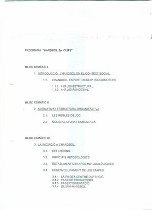 Bloc Tematic I Handbol