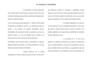 El Valor De La Sinceridad