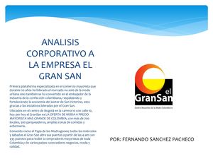 Analisis Corporativo A La Empresa El Gran San Diapositivas