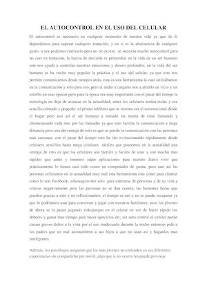 El Autocontrol En El Uso Del Celular